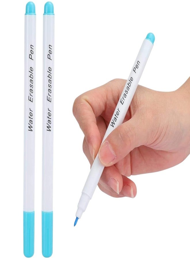 RIANZ® Pack of 2 Air Water Erasable Pen, Fabric Marker Temporary Marking Auto Vanishing Pen, Disappearing Ink Marking Pens Fine for Cloth Marking and Tailoring Sewing Tools (Blue - 2 Pcs) - Image 1